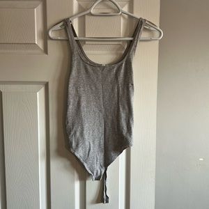 Cute grey low cut bodysuit